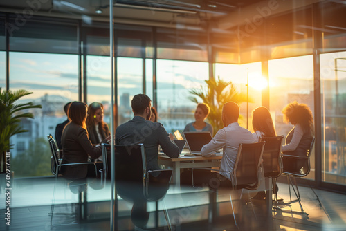 Business meeting in a contemporary corporate conference room