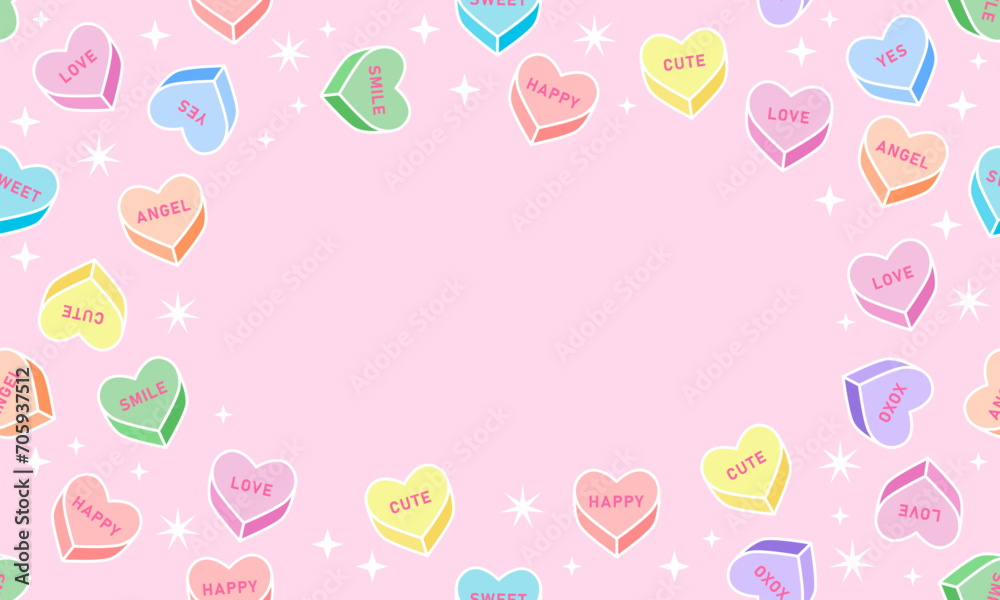 Frame with sweet heart candy. Sweetheart candies background ...
