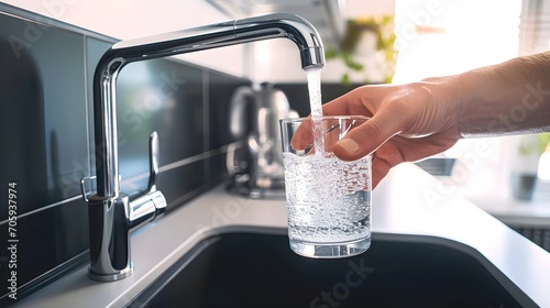 Glas Wasser direkt aus dem Wasserhahn
