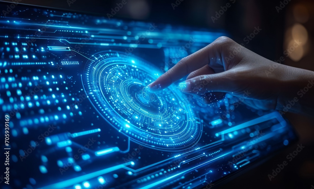 hand pushing icons for user data control, technology concept. hand pushing icons for user data control, technology concept.