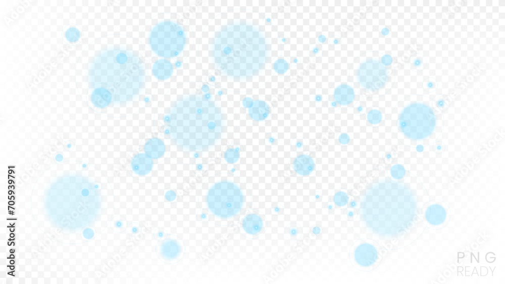 Abstract Blue Bokeh on White Transparent Pattern, Ready for PNG Export, Vector Illustration