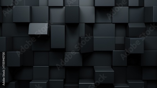 Black or dark grey 3d geometric shape texture design background. Generate AI image © Leafart