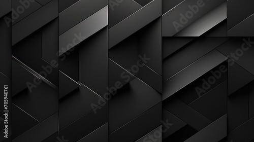 Black or dark grey 3d geometric shape texture design background. Generate AI image photo