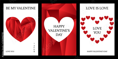 Set of Valentines Day posters templates. Trendy minimalist aesthetic with gradients, typography, y2k backgrounds, geometric elements. Modern design for banner, invitation, card, cover
