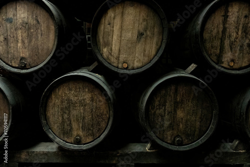 Wine barrels in wine-vaults in order © luciano