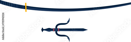 Ninja in black outfit hiding under bridge, stealth mission at night. Covert operation, sneaking spy, secret agent concept. Vector illustration.