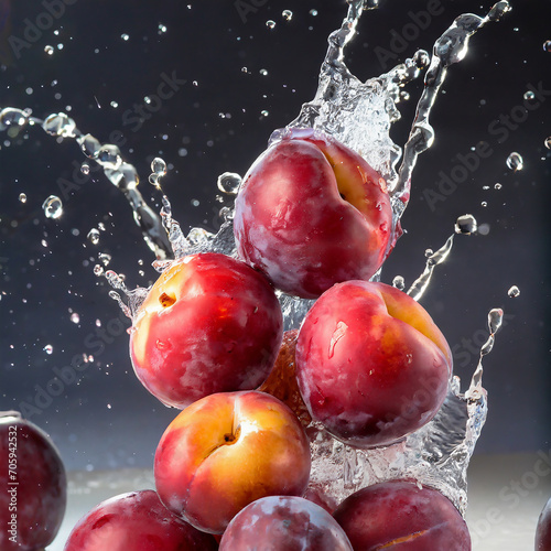 Plum and water splash