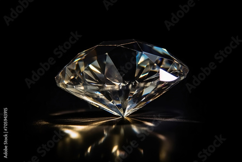 Big Dazzling rounded diamond on a black table  generative AI