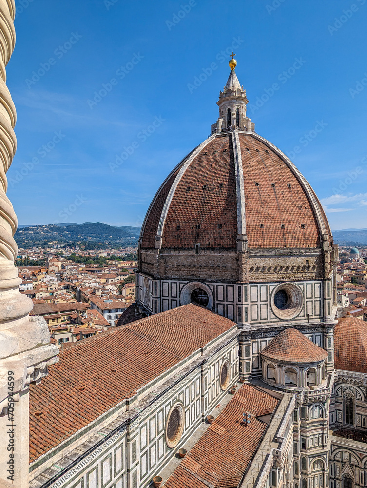 The giant cathedral and cupola of Santa Maria del Fiore cathedral in Florence