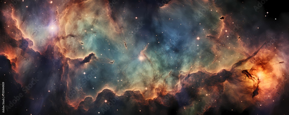 beautiful nebula mist in the space - obrazy, fototapety, plakaty 