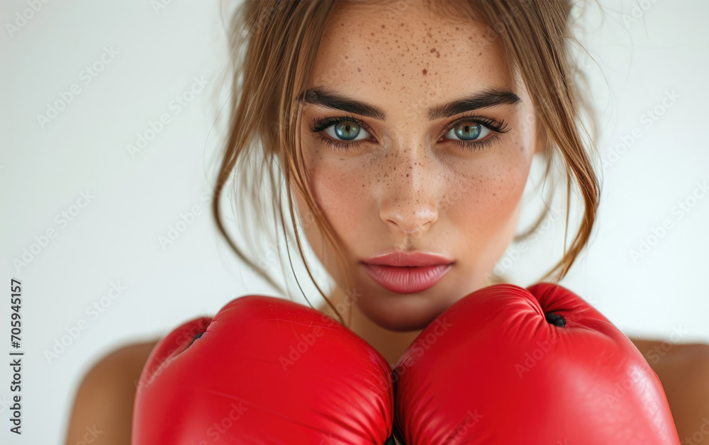 Beautiful gym girl in a training class wearing boxing gloves Beautiful gym girl in a training class wearing boxing gloves