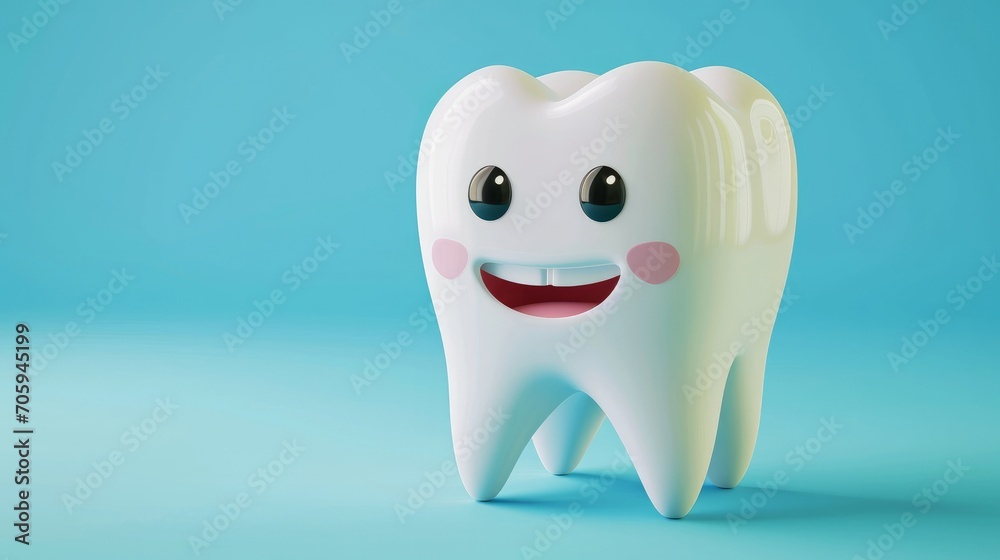 3D realistic vector illustration of a happy tooth character, designed in a cartoonish style 3D realistic vector illustration of a happy tooth character, designed in a cartoonish style