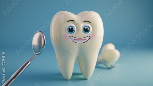 3D-rendered cartoon character of a happy tooth