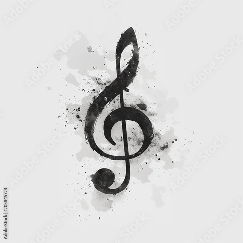 Abstract Treble Clef in Ink - Music Symbol on white Background