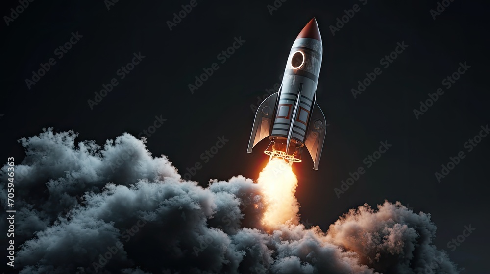 Naklejka premium Rocket ship taking off