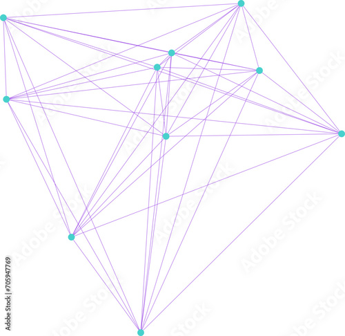 An abstract transparent node network connection design element.