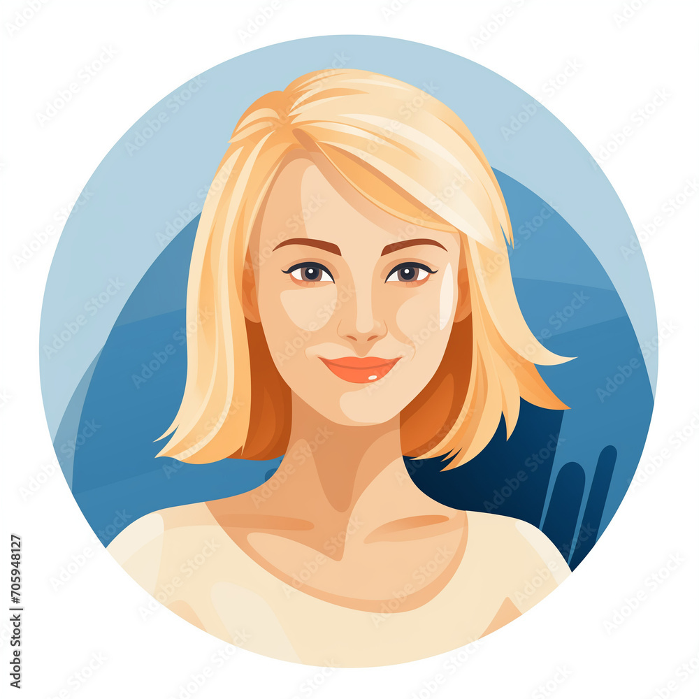Illustration of white blonde woman, avatar in flat design Illustration of white blonde woman, avatar in flat design