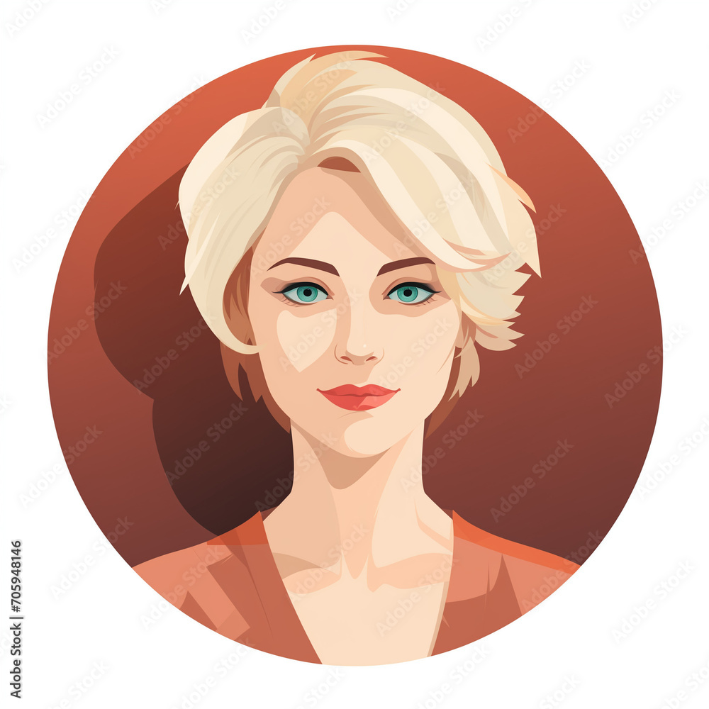 Illustration of white blonde woman, avatar in flat design Illustration of white blonde woman, avatar in flat design