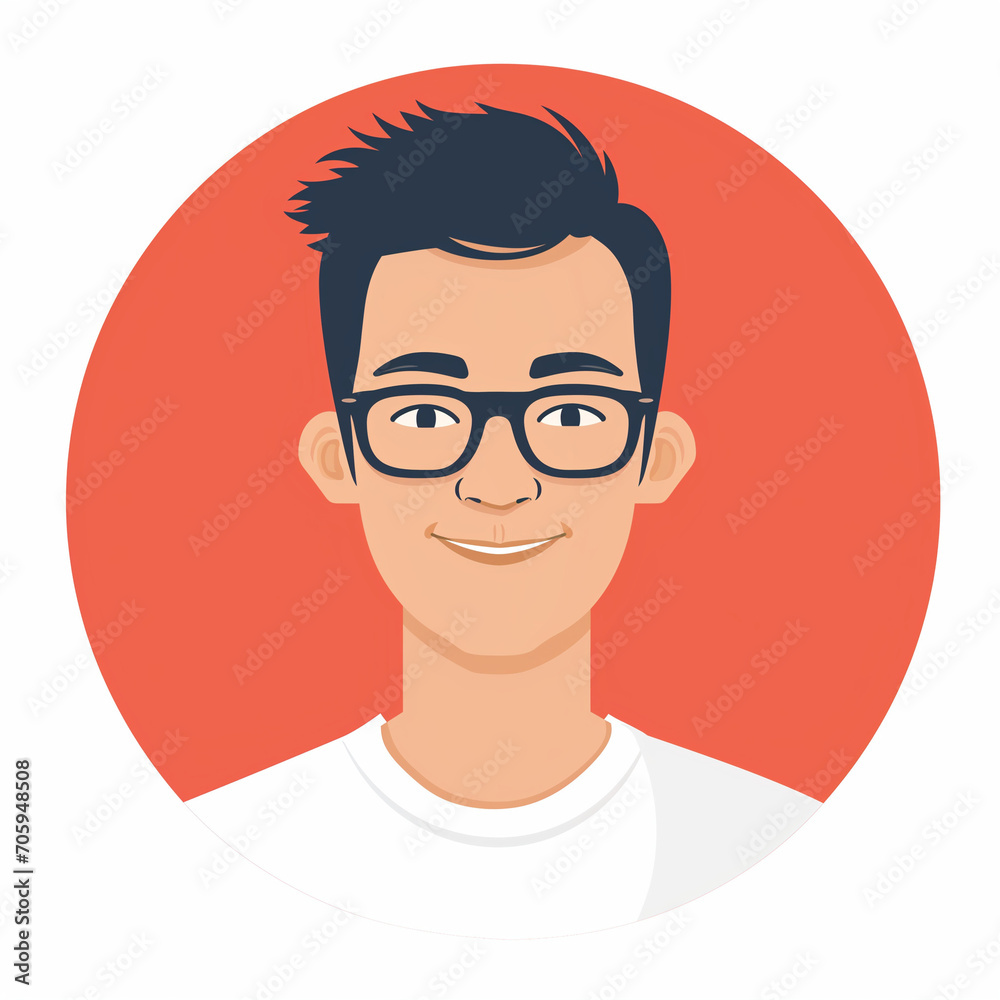 Illustration of white man, avatar in flat design