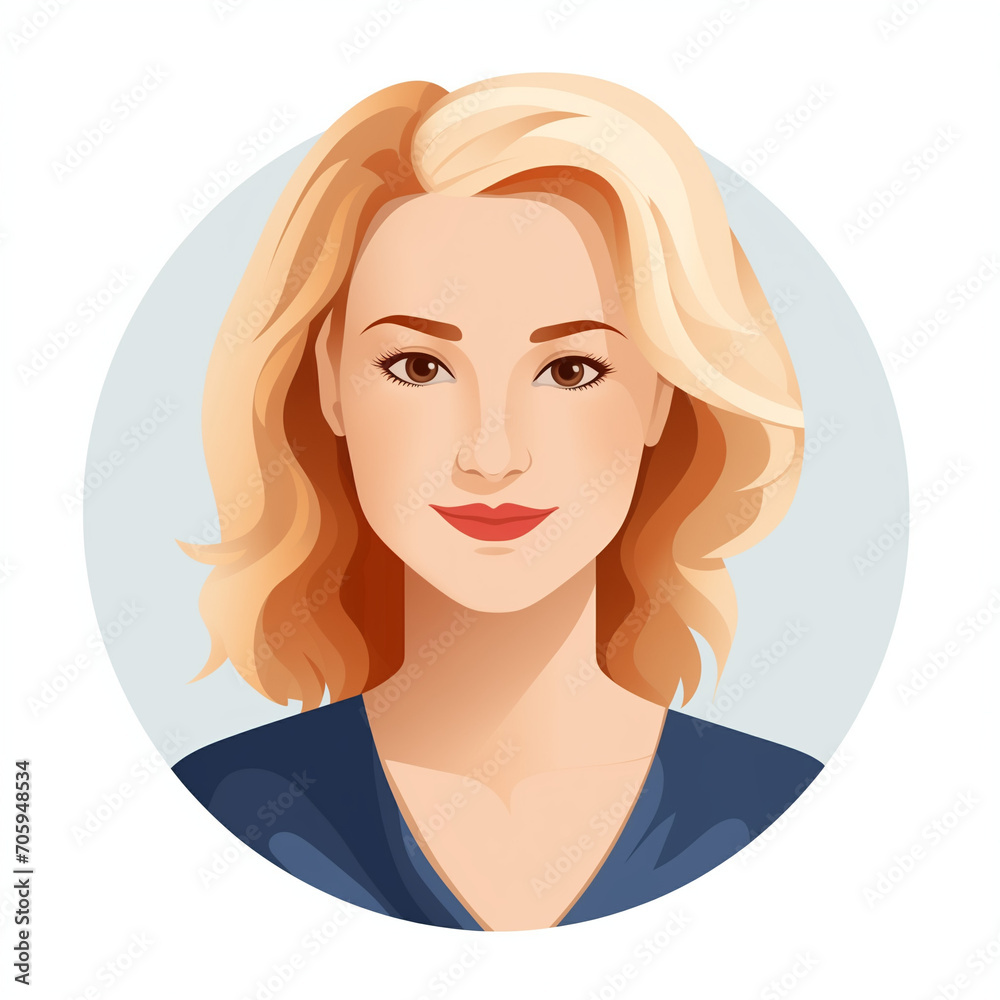 Illustration of white blonde woman, avatar in flat design Illustration of white blonde woman, avatar in flat design