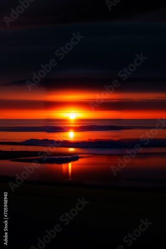 Puesta de sol dramática sobre el mar 