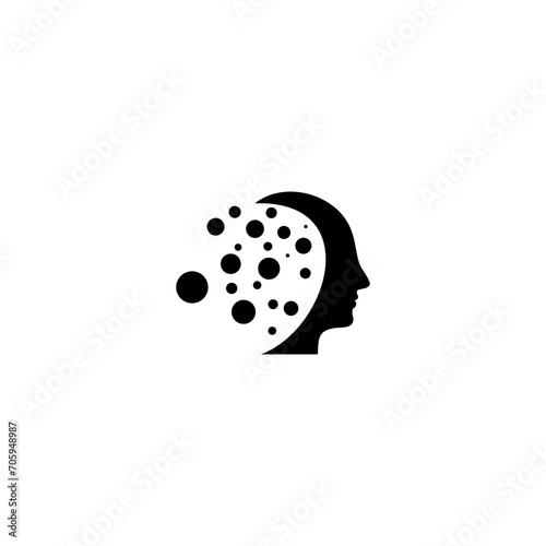 Creative brain man. Mind logo isolated on white background
