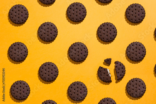 chocolate chip cookie pattern on a yellow background