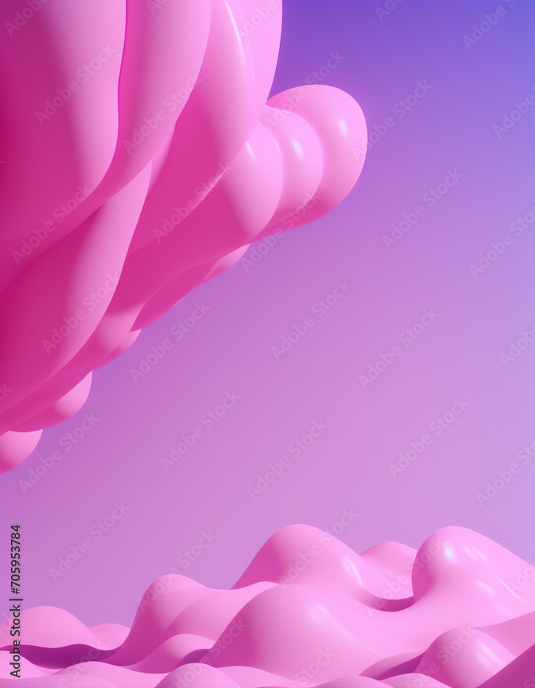 Pink abstract forms, 3d rendering