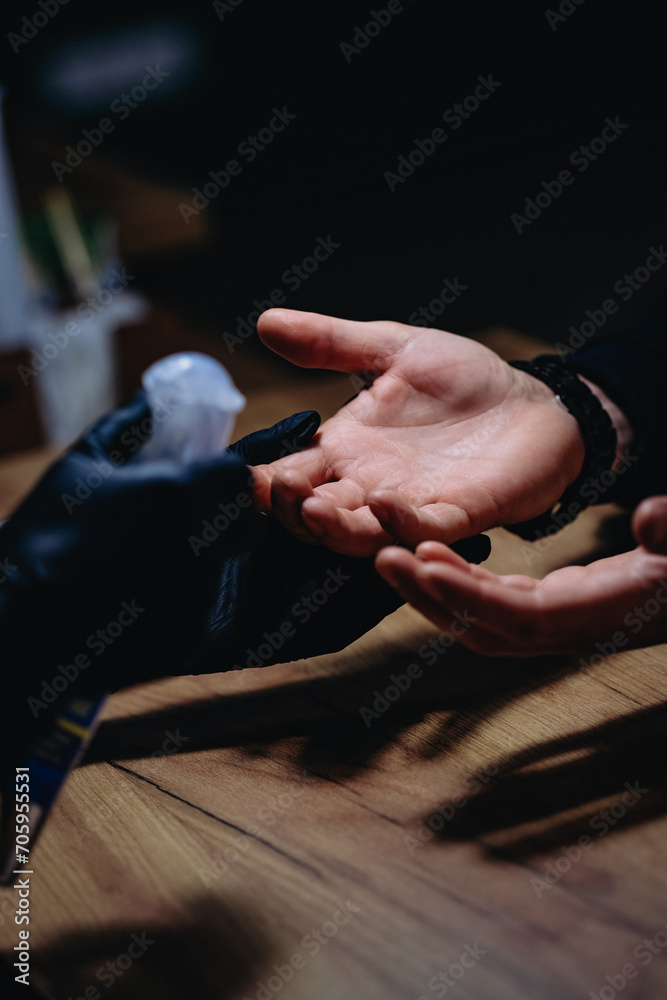 Obraz premium hand disinfection