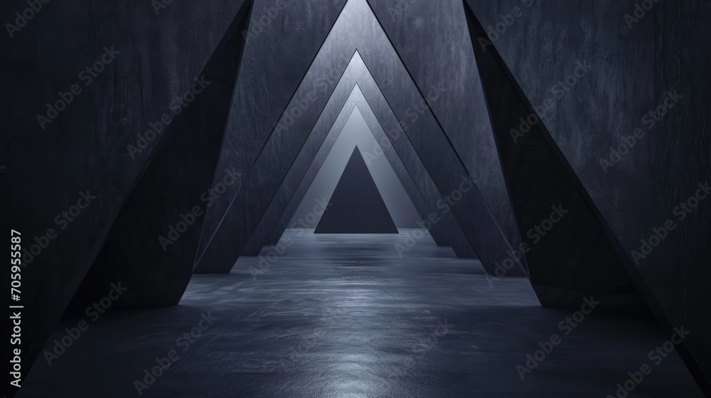 Fototapeta premium A dark, triangular tunnel creating a deep perspective.