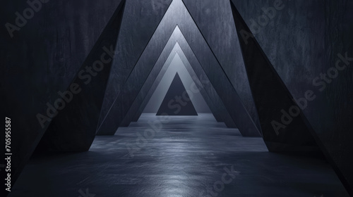 A dark, triangular tunnel creating a deep perspective.