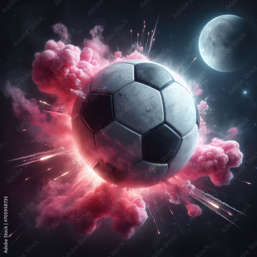 Fototapeta premium soccer ball in the space