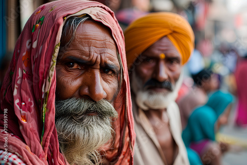 Candid street portrait captures unidentified individuals in India.