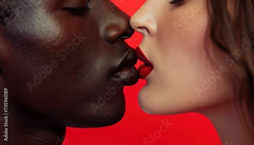a man and a woman kissing photo