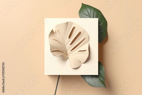 logo moukup paper.Square Paper Mockup with realistic shadow photo