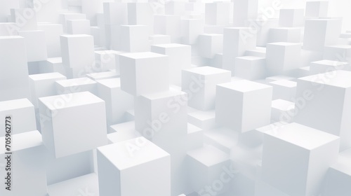 Minimalistic Clean White Digital Background with Random Cubes Structure AI Generated