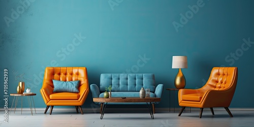 Assortment of trendy furniture on a blank surface.