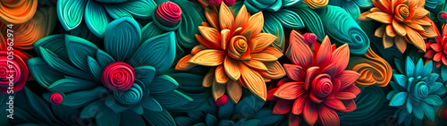 Abstract Floral Banner.  Vivid Background. AI Generated