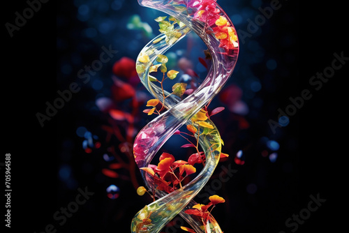 Capturing the beauty of a DNA double helix, illustrating the fundamental genetic code of life. Metamorphosis, life, happiness