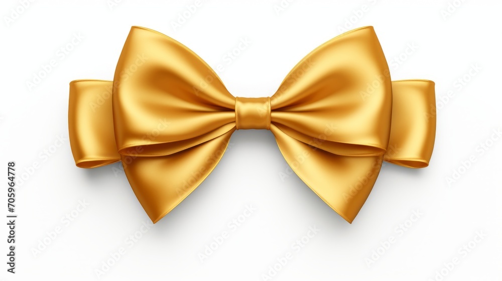 Minimalistic Gold Gift Bow Isolated on White AI Generated