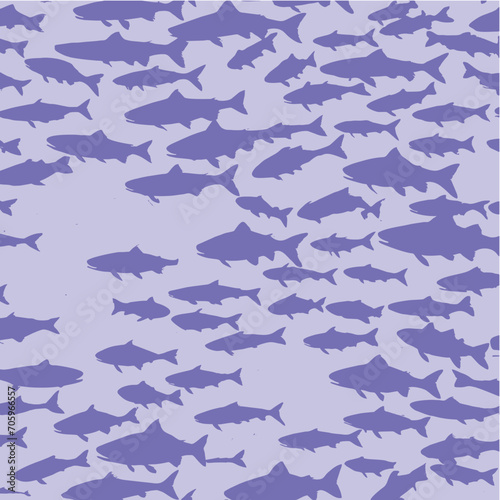 Seamless pattern with fishes, vector