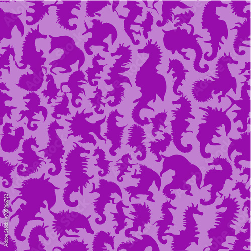 Seamless pattern with sea horses  vector