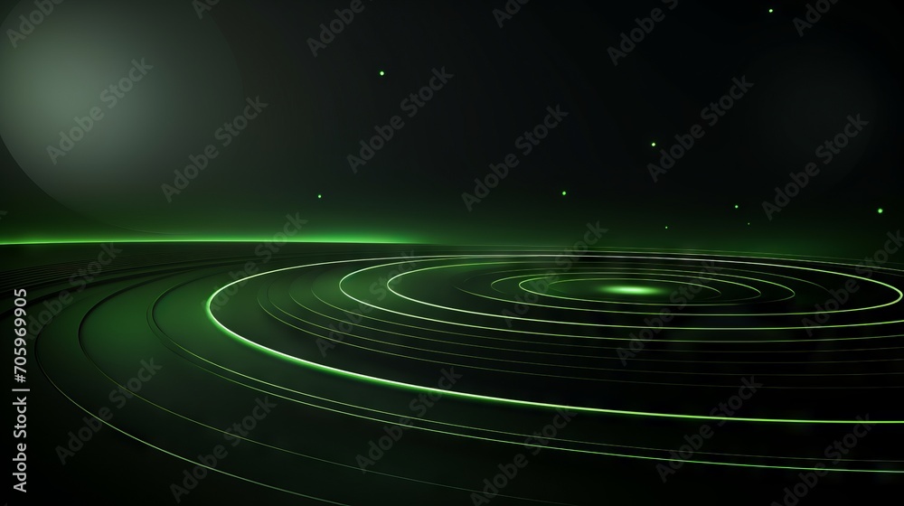 Green Techno Abstract Background with Overlapping Layers and Glowing Circles AI Generated