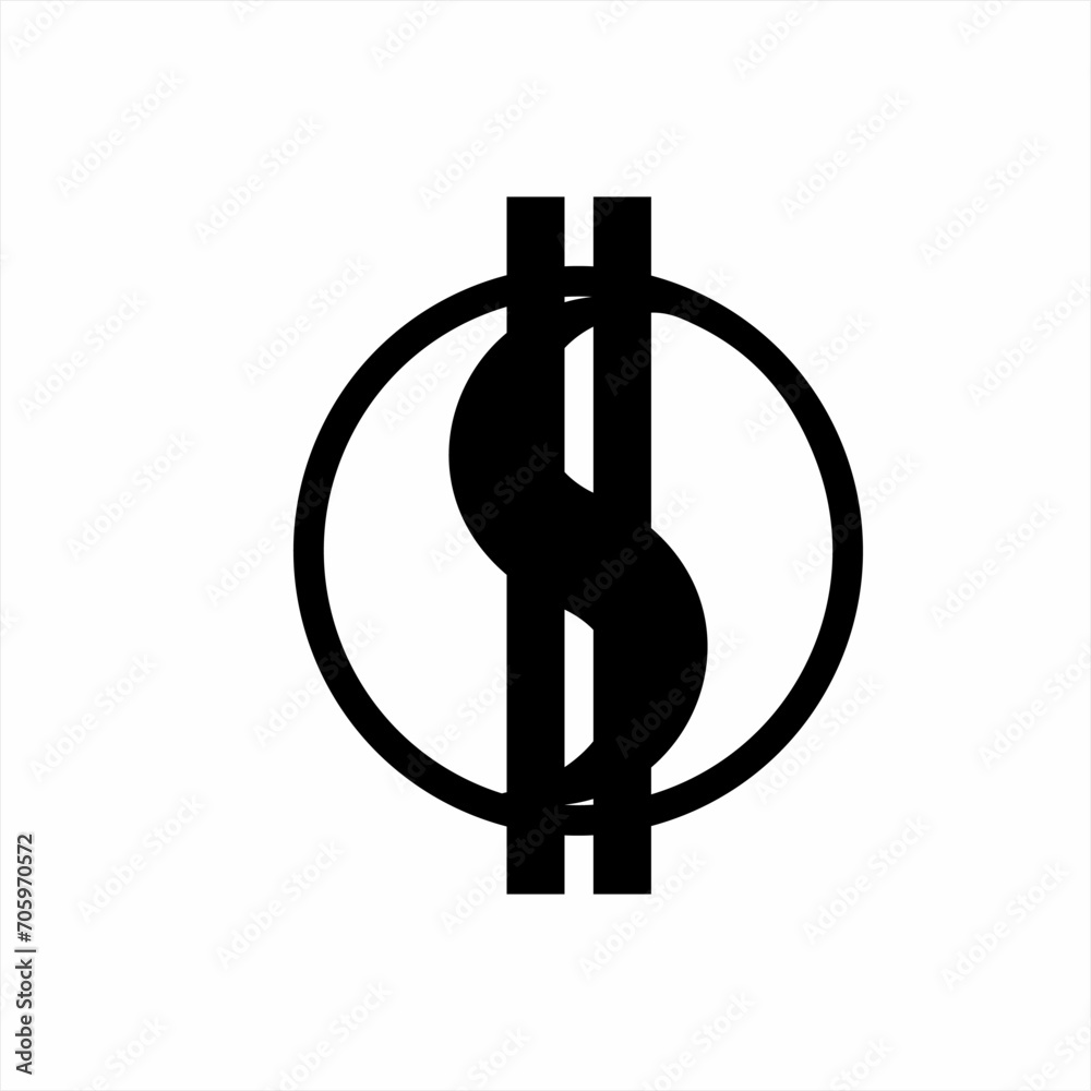 Yin Yang logo design with dollar concept. Unique concept logo. Vector illustration. Yin Yang logo design with dollar concept. Unique concept logo. Vector illustration.