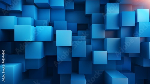 Minimalistic Clean Wallpaper with Abstract Blue Cubes AI Generated