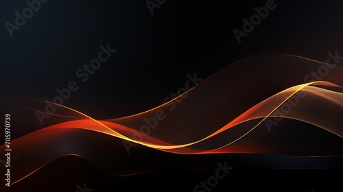 Digital Future Technology Concept: Abstract Black Background with Wavy Lines AI Generated