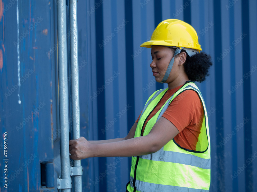 female woman lady person people human wear safety hardhat yellow colour work job order open close container box equipment industry technology work job factory construction business storage builder female woman lady person people human wear safety hardhat yellow colour work job order open close container box equipment industry technology work job factory construction business storage builder