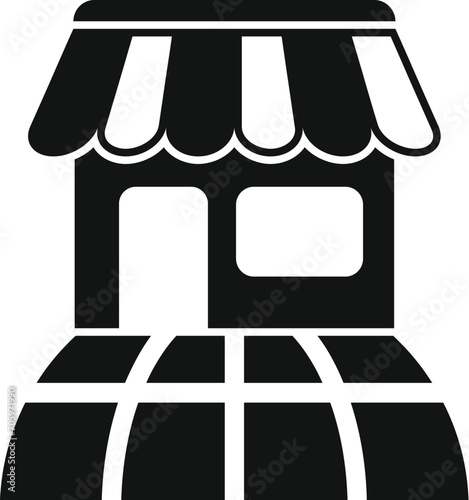 Street global shop icon simple vector. Direct customer. Nascent team photo