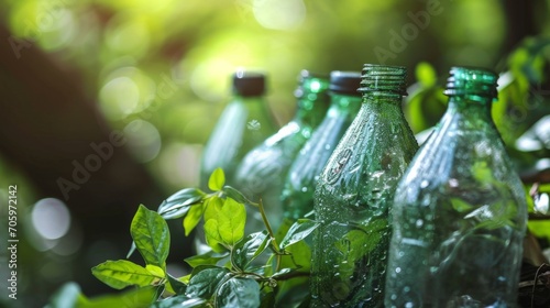 Reuse plastic bottles. Green renewable energy