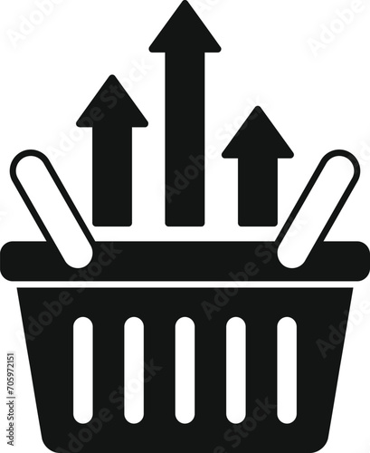 Grow up basket shop icon simple vector. Financial portal. Management fusion